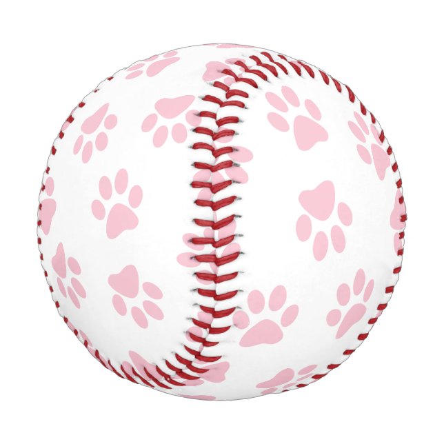 Pattern Of Paws, Dog Paws, Baby Pink Paws Baseball (Angled)