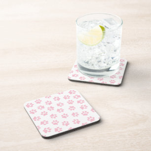 Pattern Of Paws, Dog Paws, Baby Pink Paws Coaster