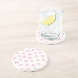 Pattern Of Paws, Dog Paws, Baby Pink Paws Coaster