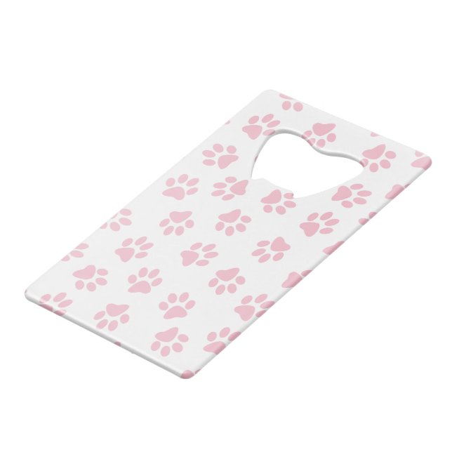 Pattern Of Paws, Dog Paws, Baby Pink Paws Credit Card Bottle Opener (Front Angled)
