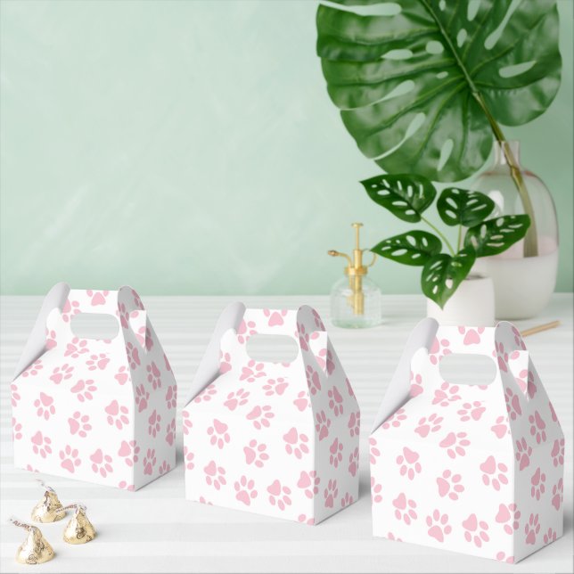 Pattern Of Paws, Dog Paws, Baby Pink Paws Favor Box (Multiple)