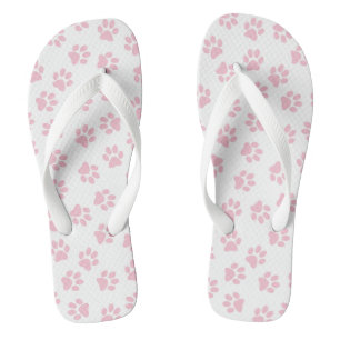 Pattern Of Paws, Dog Paws, Baby Pink Paws Flip Flops