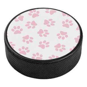 Pattern Of Paws, Dog Paws, Baby Pink Paws Hockey Puck