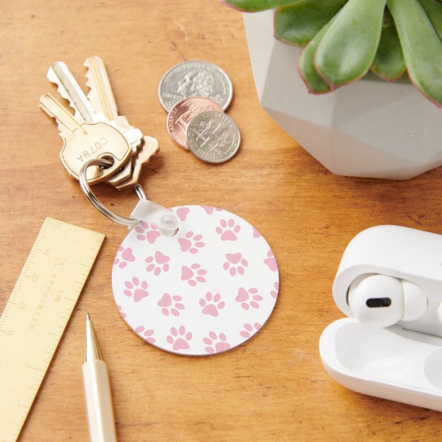 Pattern Of Paws, Dog Paws, Baby Pink Paws Keychain (Desk)