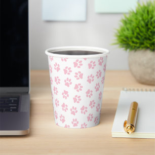 Pattern Of Paws, Dog Paws, Baby Pink Paws Paper Cups