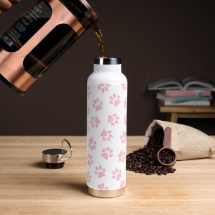 Pattern Of Paws, Dog Paws, Baby Pink Paws Water Bottle