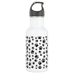 Pattern Of Paws, Dog Paws, Black and White 532 Ml Water Bottle
