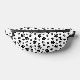 Pattern Of Paws, Dog Paws, Black and White Fanny Pack
