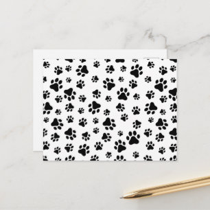 Pattern Of Paws, Dog Paws, Black and White Postcard