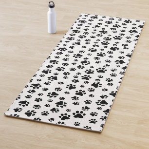 Pattern Of Paws, Dog Paws, Black and White Yoga Mat