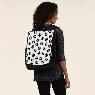 Pattern Of Paws, Dog Paws, Black Paws Backpack