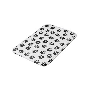Pattern Of Paws, Dog Paws, Black Paws Bath Mat