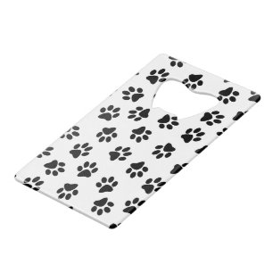 Pattern Of Paws, Dog Paws, Black Paws Credit Card Bottle Opener