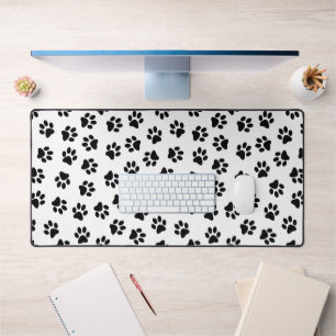 Pattern Of Paws, Dog Paws, Black Paws Desk Mat