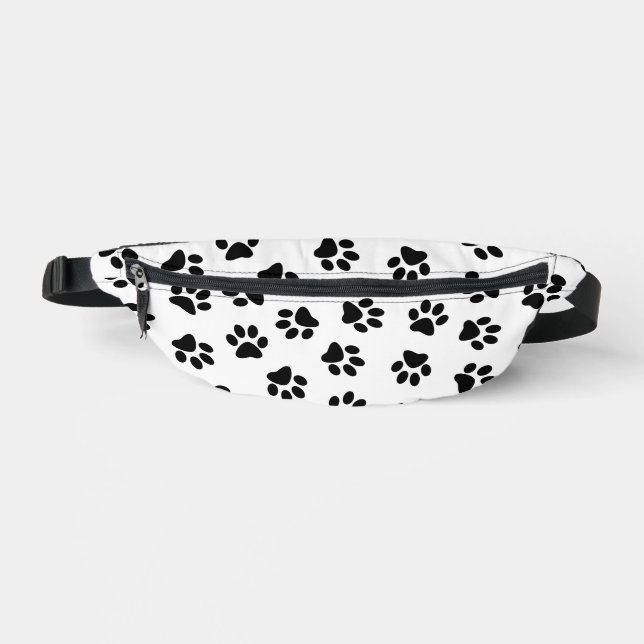 Pattern Of Paws, Dog Paws, Black Paws Fanny Pack (Front)