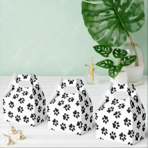 Pattern Of Paws, Dog Paws, Black Paws Favor Box