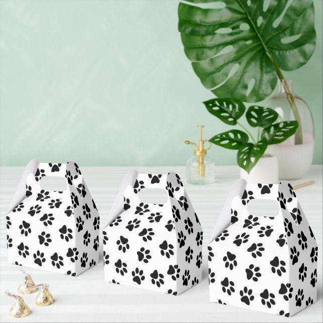 Pattern Of Paws, Dog Paws, Black Paws Favor Box (Multiple)
