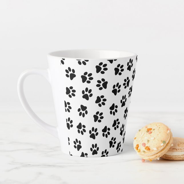 Pattern Of Paws, Dog Paws, Black Paws Latte Mug (In Situ)