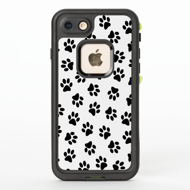 Pattern Of Paws, Dog Paws, Black Paws LifeProof iPhone Case (Back)