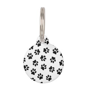 Pattern Of Paws, Dog Paws, Black Paws Pet Tag