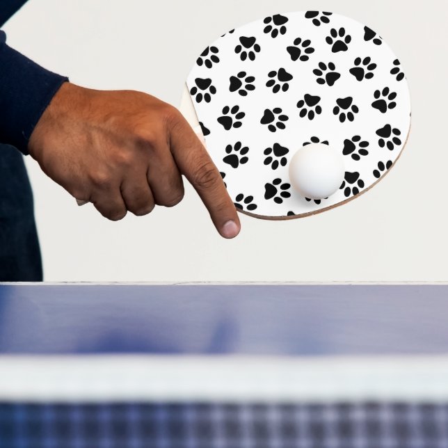 Pattern Of Paws, Dog Paws, Black Paws Ping Pong Paddle (Insitu)