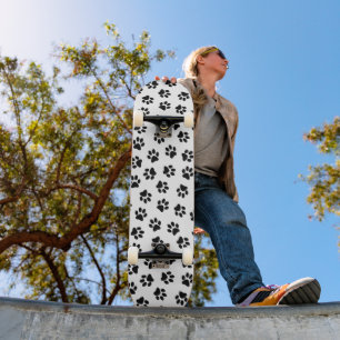 Pattern Of Paws, Dog Paws, Black Paws Skateboard