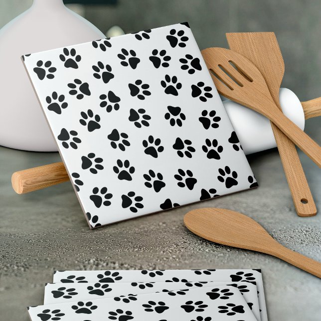 Pattern Of Paws, Dog Paws, Black Paws Tile (Creator Uploaded)