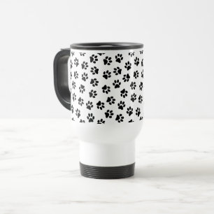 Pattern Of Paws, Dog Paws, Black Paws Travel Mug