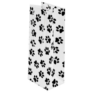Pattern Of Paws, Dog Paws, Black Paws Wine Gift Bag