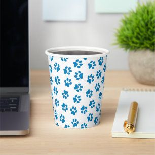 Pattern Of Paws, Dog Paws, Blue Paws Paper Cups