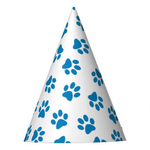 Pattern Of Paws, Dog Paws, Blue Paws Party Hat