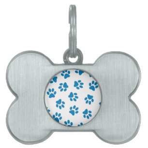 Pattern Of Paws, Dog Paws, Blue Paws Pet ID Tag