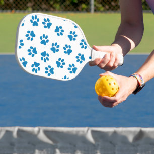 Pattern Of Paws, Dog Paws, Blue Paws Pickleball Paddle