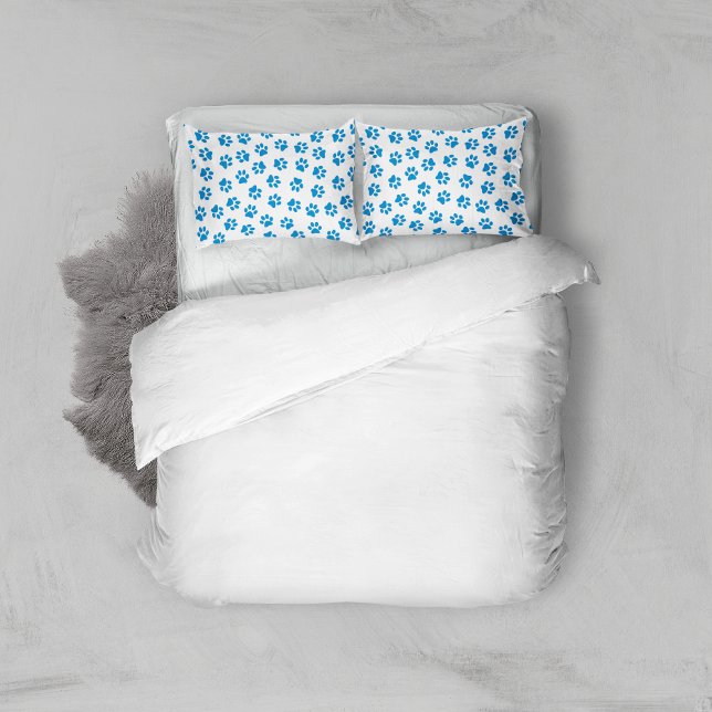 Pattern Of Paws, Dog Paws, Blue Paws Pillowcase (Creator Uploaded)