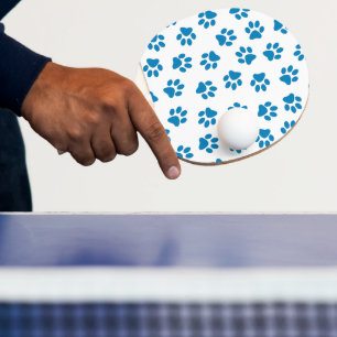 Pattern Of Paws, Dog Paws, Blue Paws Ping Pong Paddle