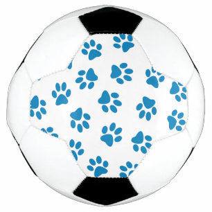 Pattern Of Paws, Dog Paws, Blue Paws Soccer Ball