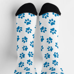 Pattern Of Paws, Dog Paws, Blue Paws Socks