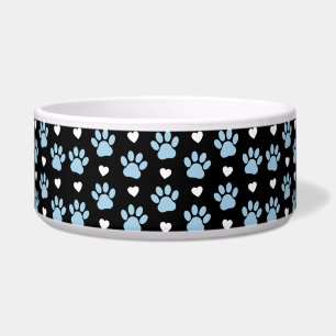 Pattern Of Paws, Dog Paws, Blue Paws, White Hearts