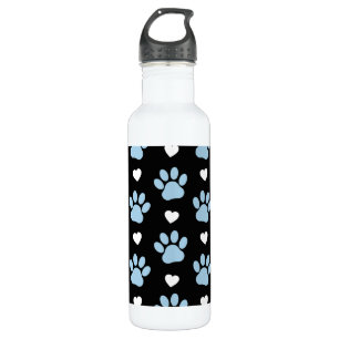 Pattern Of Paws, Dog Paws, Blue Paws, White Hearts 710 Ml Water Bottle