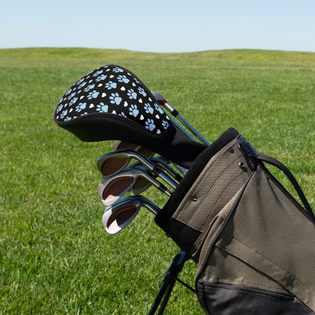 Pattern Of Paws, Dog Paws, Blue Paws, White Hearts Golf Head Cover (In Situ)
