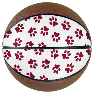 Pattern Of Paws, Dog Paws, Burgundy Paws Basketball