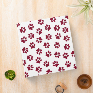 Pattern Of Paws, Dog Paws, Burgundy Paws Binder