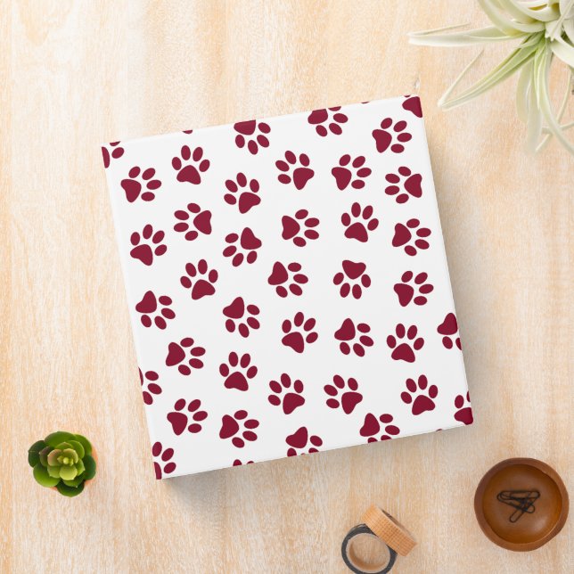 Pattern Of Paws, Dog Paws, Burgundy Paws Binder (In Situ)