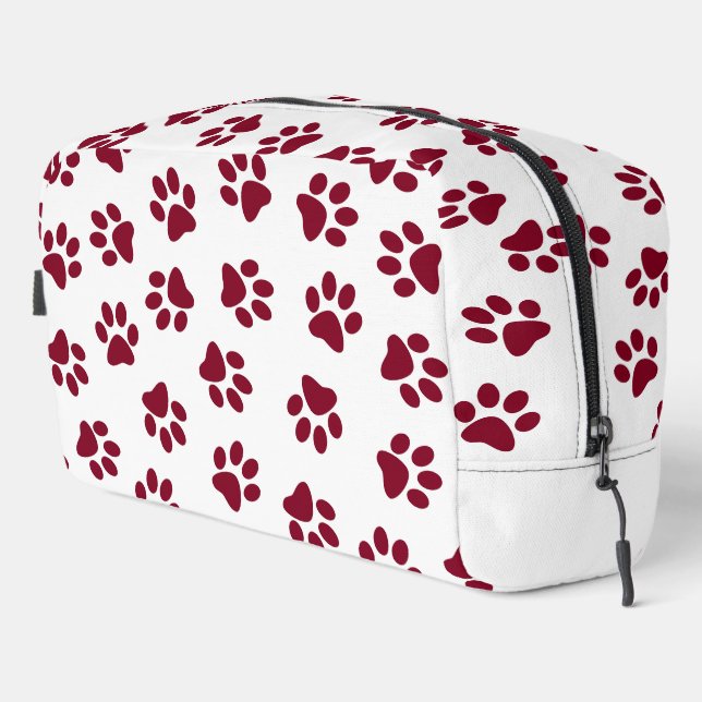 Pattern Of Paws, Dog Paws, Burgundy Paws Dopp Kit (Right Corner)