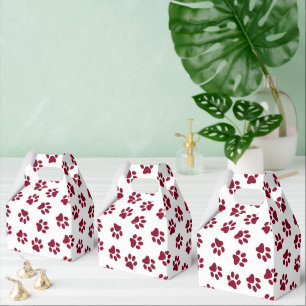 Pattern Of Paws, Dog Paws, Burgundy Paws Favor Box