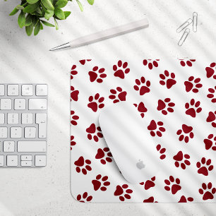Pattern Of Paws, Dog Paws, Burgundy Paws Mouse Pad