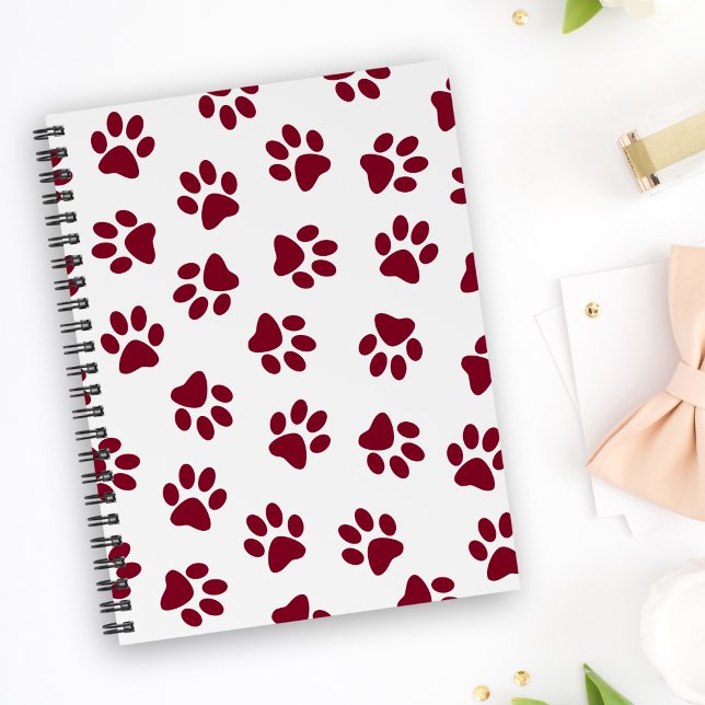Pattern Of Paws, Dog Paws, Burgundy Paws Notebook (Creator Uploaded)