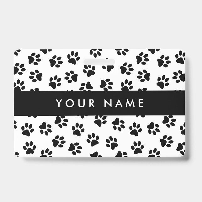 Pattern Of Paws, Dog Paws, Cat Paws, Black Paws Badge (Front)