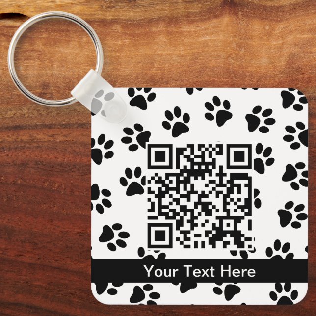 Pattern Of Paws, Dog Paws, Cat Paws, Black Paws Keychain (Front)