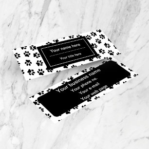 Pattern Of Paws, Dog Paws, Cat Paws, Black Paws Mini Business Card
